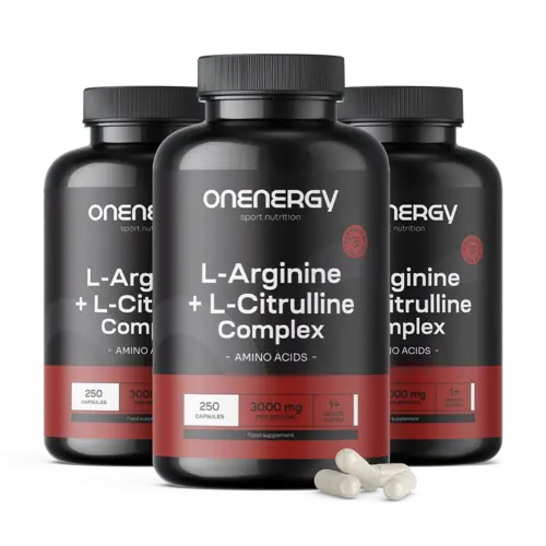 3x L-arginín + L-citrulín komplex 3000 mg, spolu 750 kapsúl