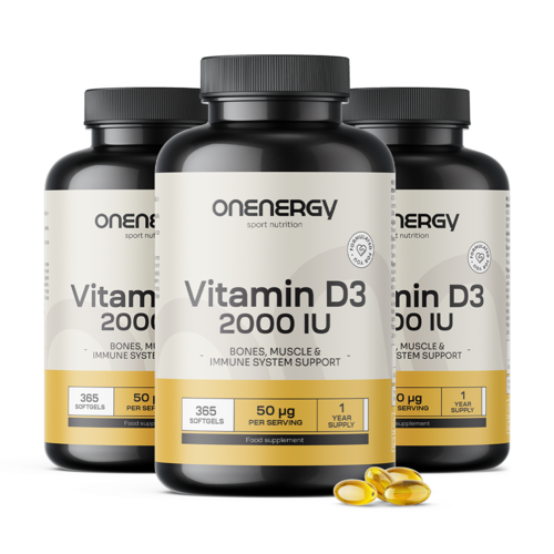 3x Vitamín D3 2000 IU, spolu 1095 mäkkých kapsúl