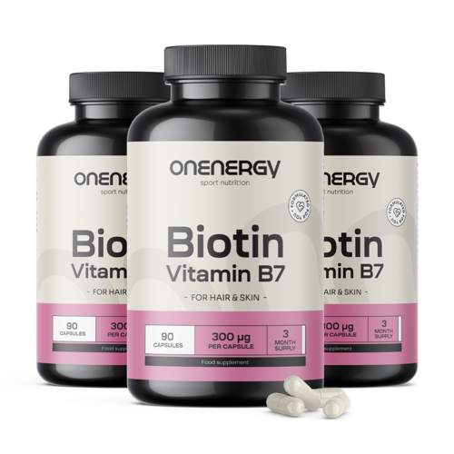 3x Biotín – vitamín B7, spolu 270 kapsúl