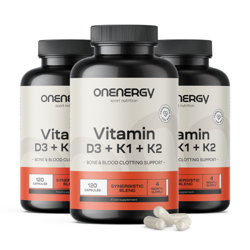 3x Vitamín D3 + K1 + K2, spolu 360 kapsúl