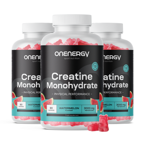3x Kreatin monohydrát 3000 mg – melón, spolu 270 gumíkov