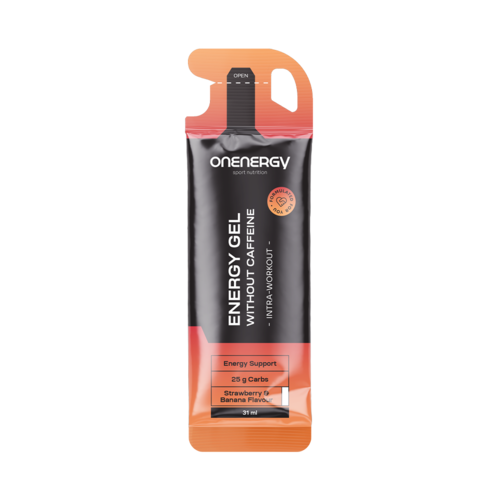 Energetický gél bez kofeínu – jahoda a banán, 31 ml