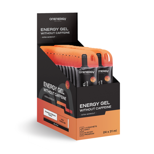 Energetický gél bez kofeínu – jahoda a banán, 24 x 31 ml