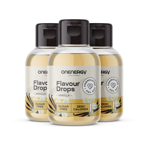 3x Flavour Drops kvapky so sladidlom – vanilka, spolu 150 ml