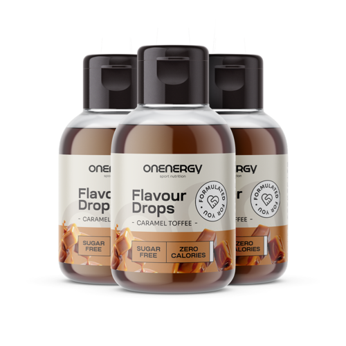 3x Flavour Drops kvapky so sladidlom – toffee karamel, spolu 150 ml